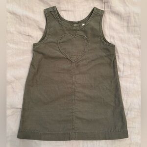Baby GAP Olive Corduroy Heart Tank Top Dress / Size 3 Years